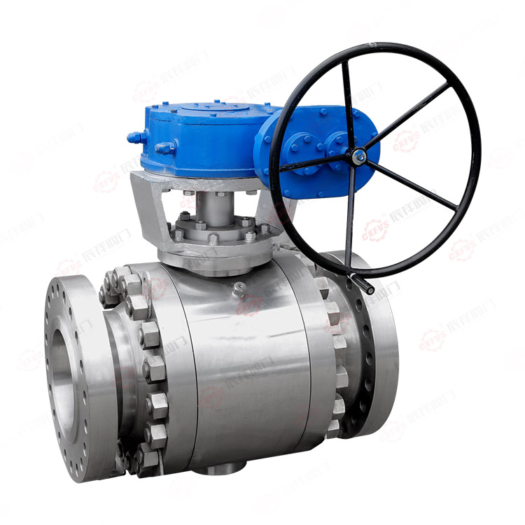 Large caliber forged steel three piece flange ball valve