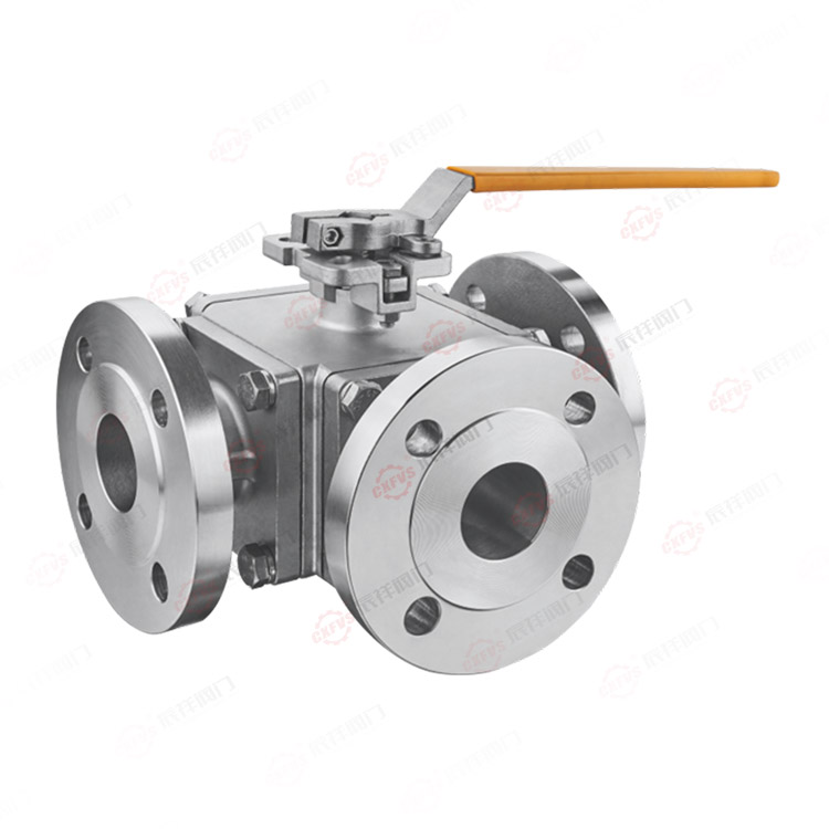High platform three-way flange ball valve